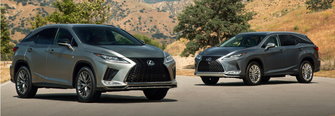 2020 Lexus RX and 2020 Lexus RX L parked out in a desert.