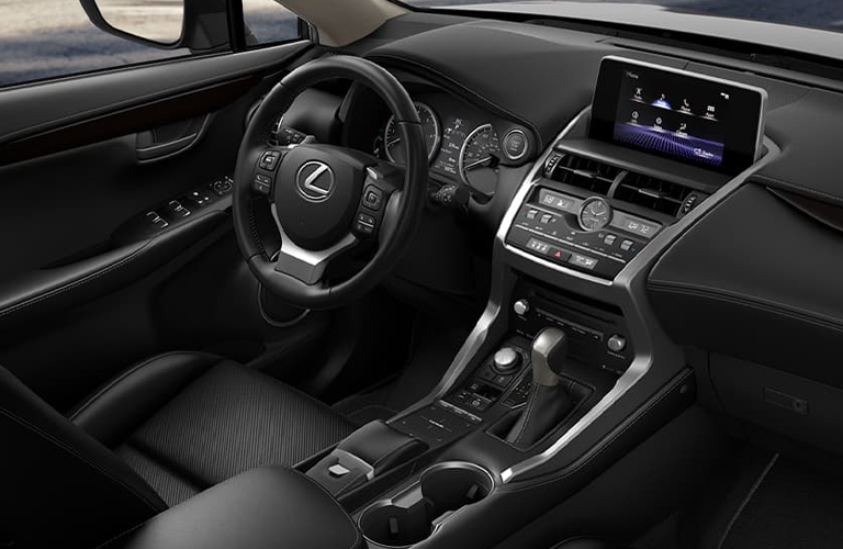 Interior front driver's region of a 2020 Lexus NX.