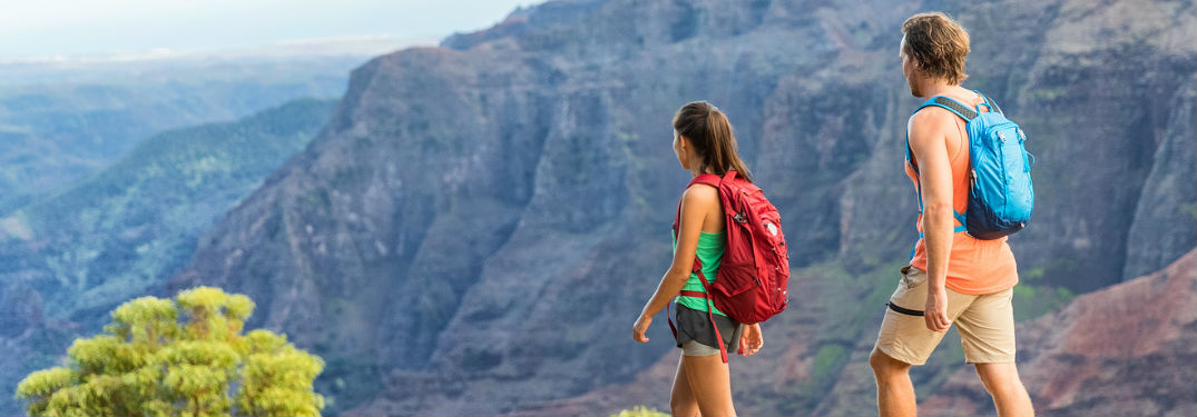 Pair of Hikers on a Mountain Trail