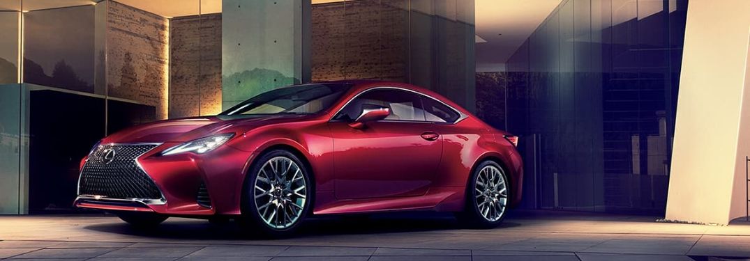 Red 2020 Lexus RC in a Driveway at Night