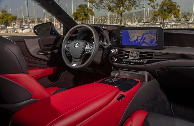 2021 Lexus LS Red and Black Front Interior