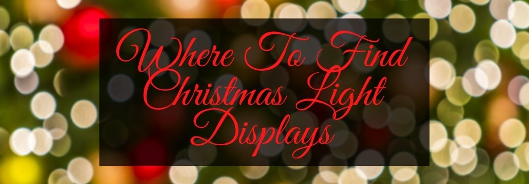 Christmas Light Background with Red Where To Find Christmas Light Displays Text on a Black Background
