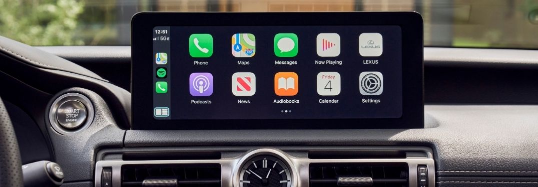 Close Up of 2021 Lexus IS Touchscreen Display with Apple CarPlay