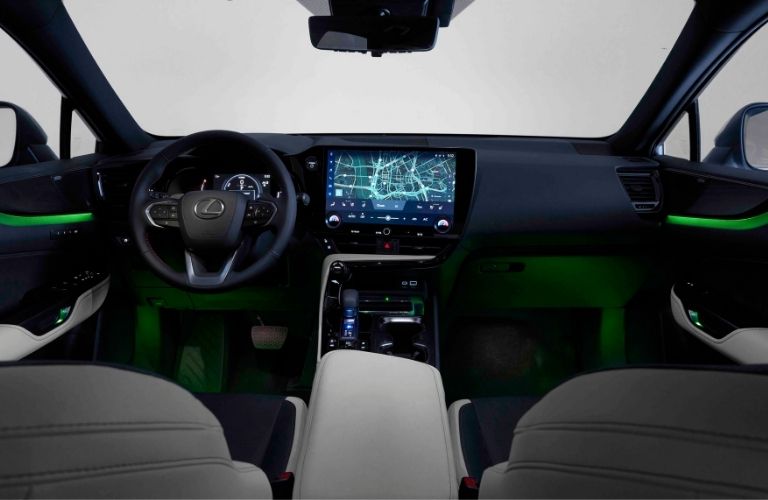 2022 Lexus NX Front Interior with Green Ambient Lighting