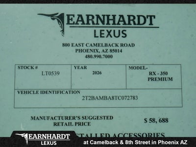 2026 Lexus RX 350 PREMIUM