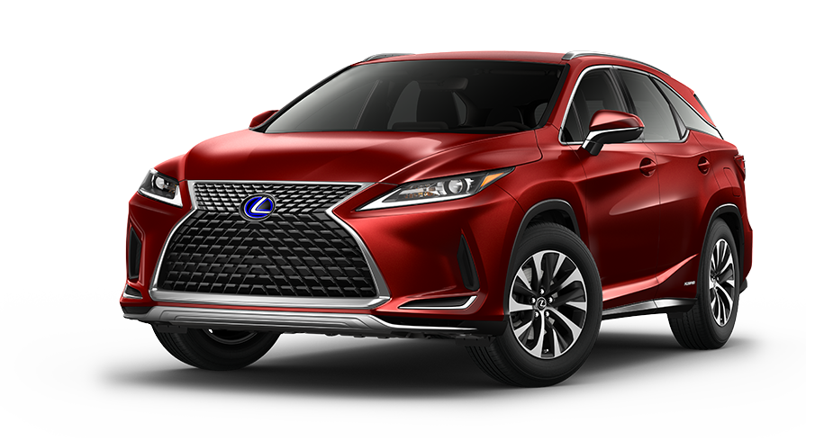 Exterior of the Lexus RXL Hybrid shown in Matador Red Mica. | Earnhardt Lexus in Phoenix AZ