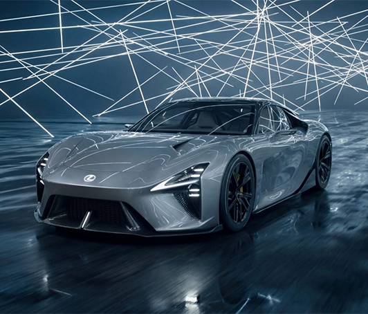 Lexus LFA Concept in Phoenix shows off its aerodynamic exterior and gorgeous curves.
